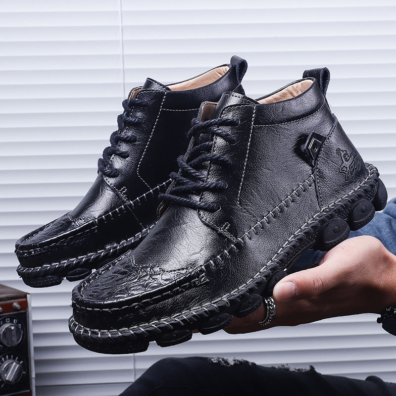 Leather cowhide hand-stitched shoes