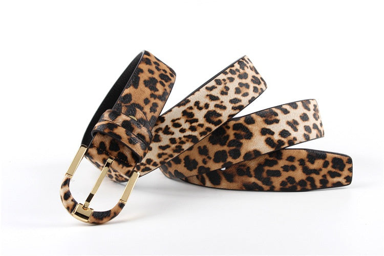 Women's Leopard Leather Belt