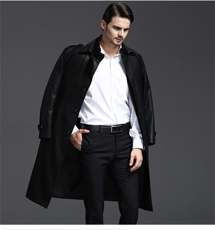 Handmade Men's leather coat Real Leather Long Coat