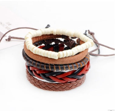 Leather Bracelet Multilayer Bead Bracelet Punk Wrap Bracelets Vintage punk Jewelry