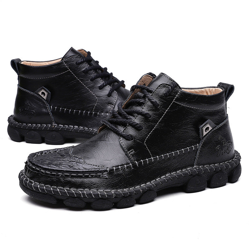 Leather cowhide hand-stitched shoes
