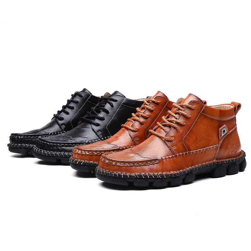 Leather cowhide hand-stitched shoes
