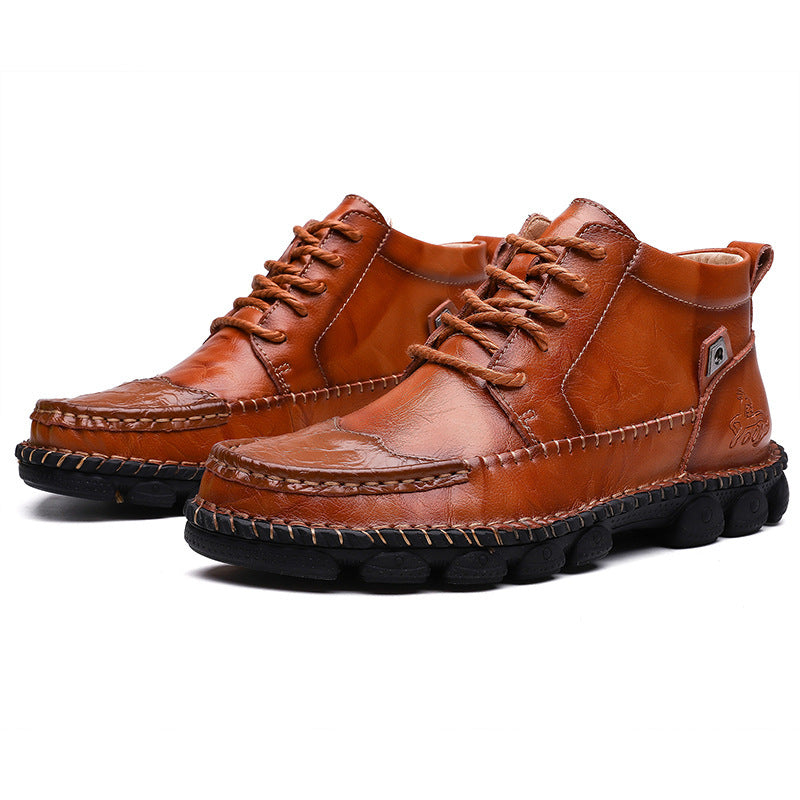 Leather cowhide hand-stitched shoes