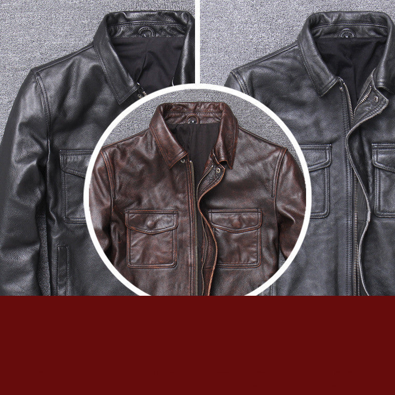 Handmade Real Leather Vintage stone mill to make old leather coat
