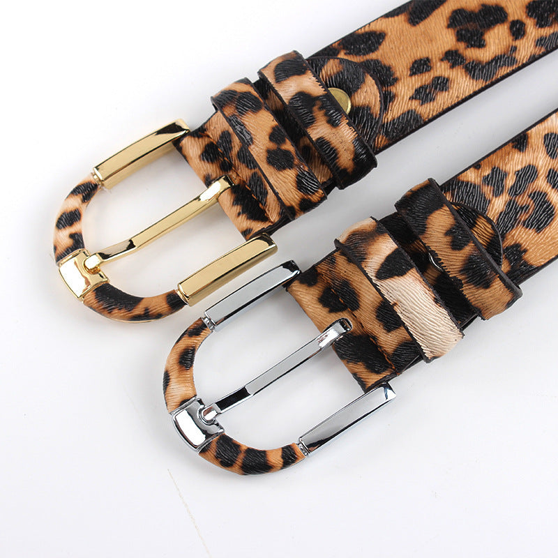 Women's Leopard Leather Belt