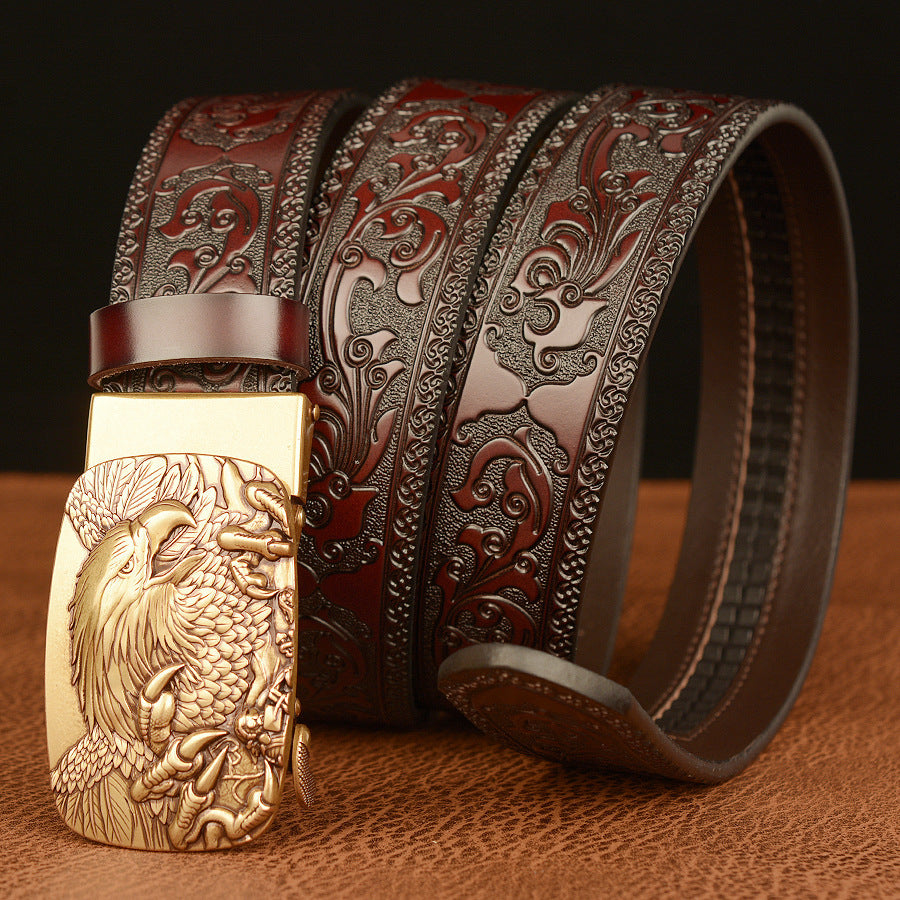 Men's Leather Belt With Automatic Buckle