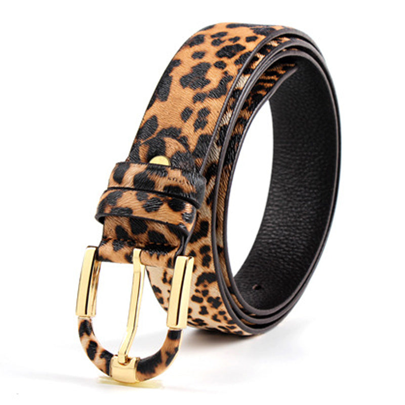 Women's Leopard Leather Belt