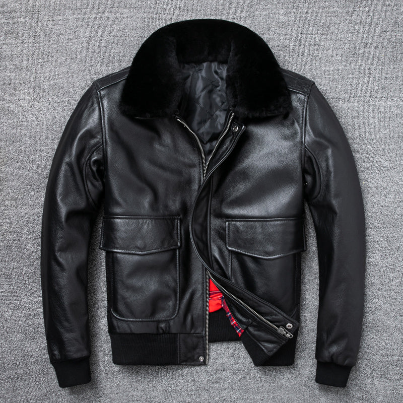 Handmade Pure First Layer Cowhide Leather Plus Cotton Flight Suit