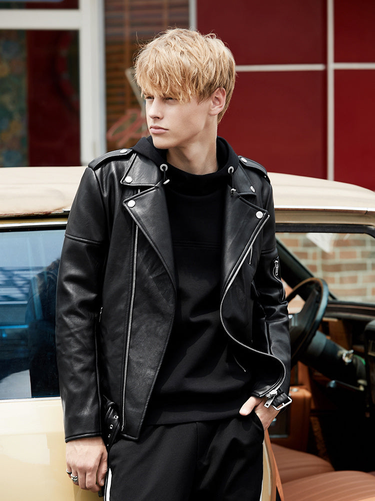 Handmade Spring And Autumn Thick Leather Jacket Fashion Brand