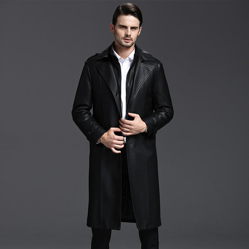 Handmade Men's leather coat Real Leather Long Coat
