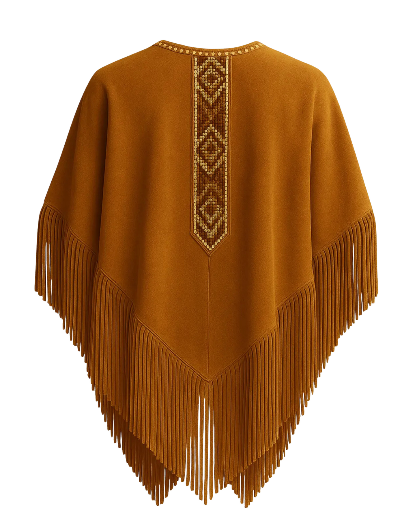 Beaded Suede Fringe Poncho: Western Cowgirl Cape - Bohemian Fall Layer
