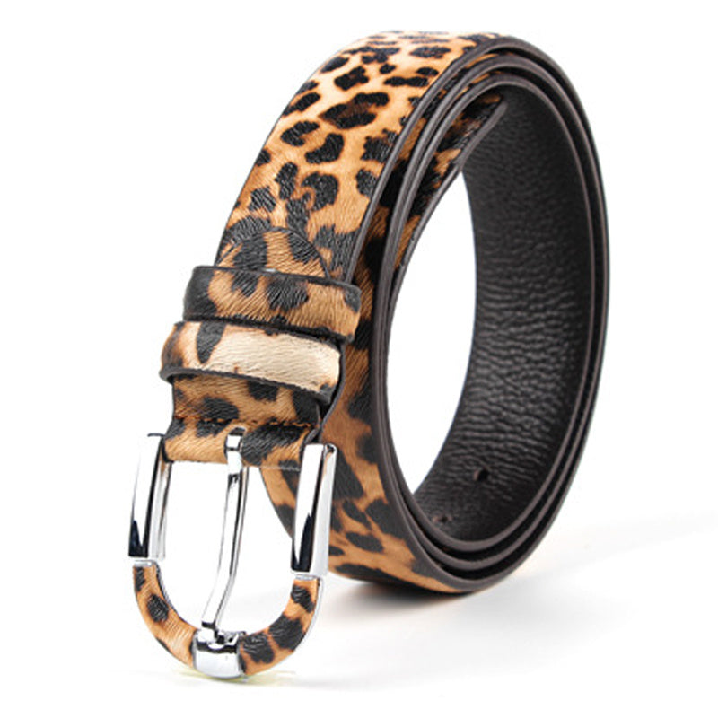 Women's Leopard Leather Belt