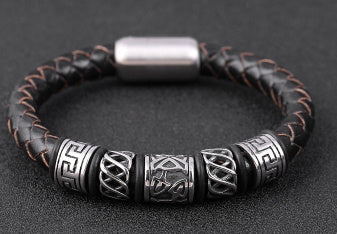 Men's Leather Woven Bracelet