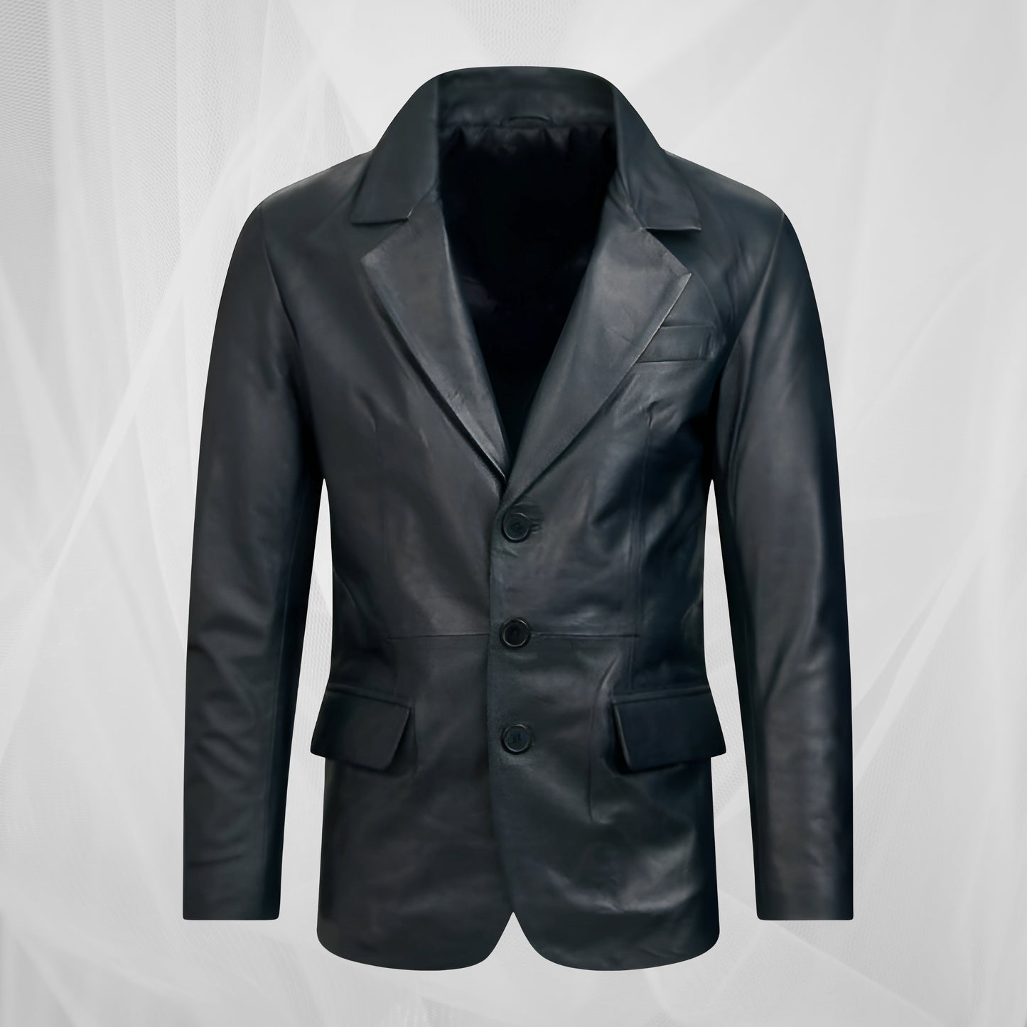 Men’s Black Genuine Leather Blazer – Classic Handmade Formal Jacket for Stylish Look