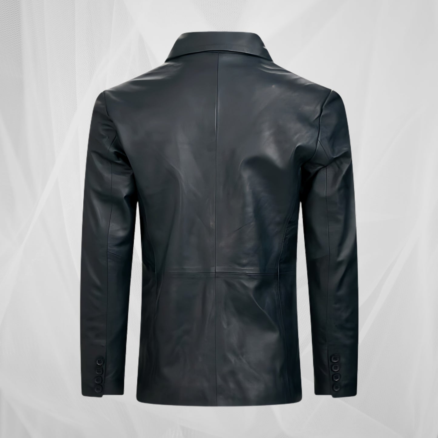 Men’s Black Genuine Leather Blazer – Classic Handmade Formal Jacket for Stylish Look