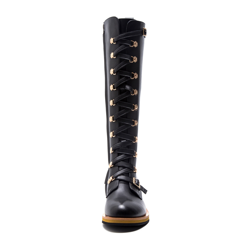 Leather Martin Boots – Handmade Vintage Combat Ankle Boots, Lace-Up Casual Biker Footwear