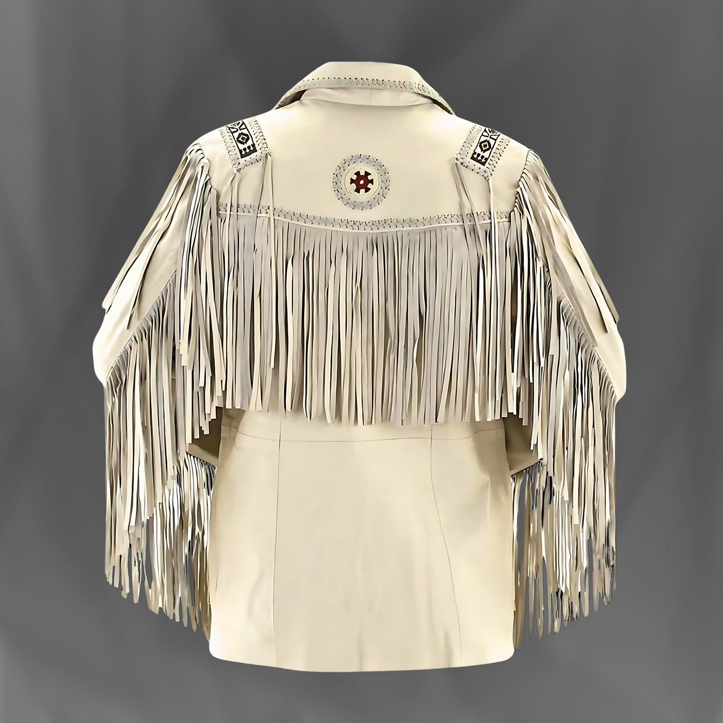 Handmade Western Cowboy Suede Fringe Jacket – Native American Style Wild West Outfit, Leather Coat with Beaded Detailing
