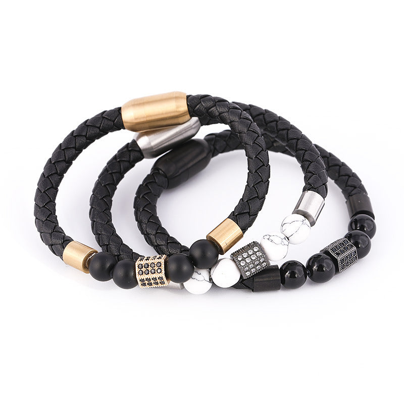 Hand-woven Cowhide Leather Bracelet Gold