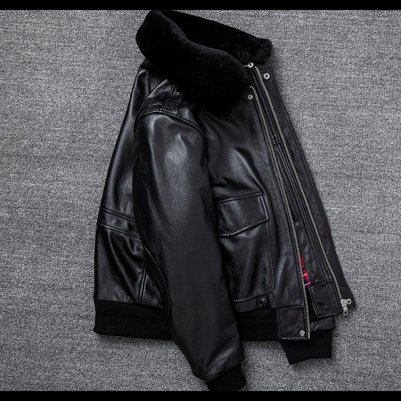 Handmade Pure First Layer Cowhide Leather Plus Cotton Flight Suit