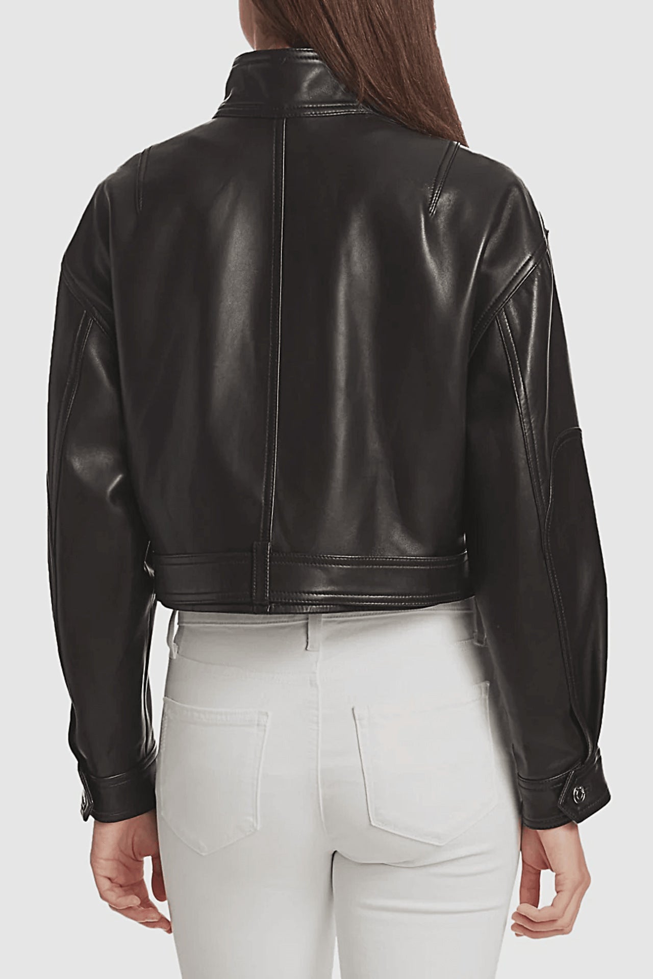 Handmade Soft Waxy Wool Cowhide Leather Belted Denim Jacket