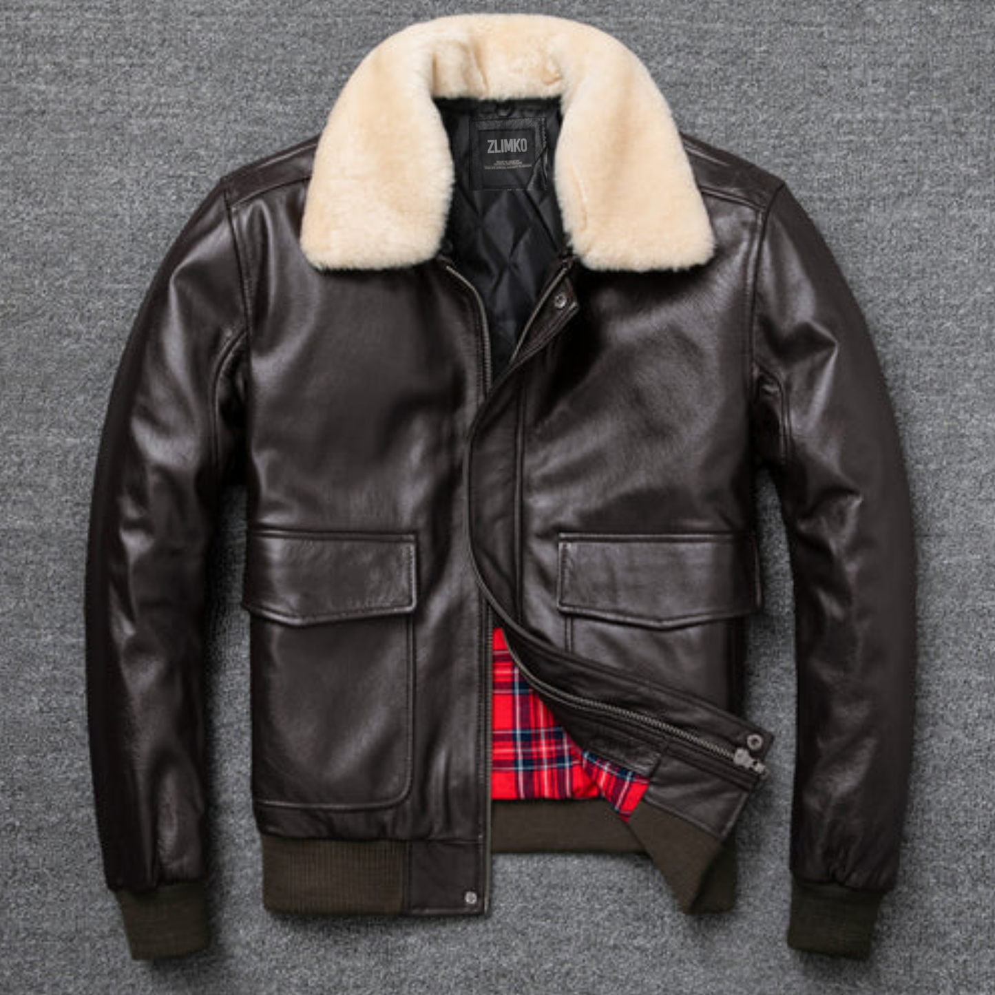 Handmade Pure First Layer Cowhide Leather Plus Cotton Flight Suit