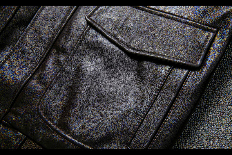 Handmade Pure First Layer Cowhide Leather Plus Cotton Flight Suit