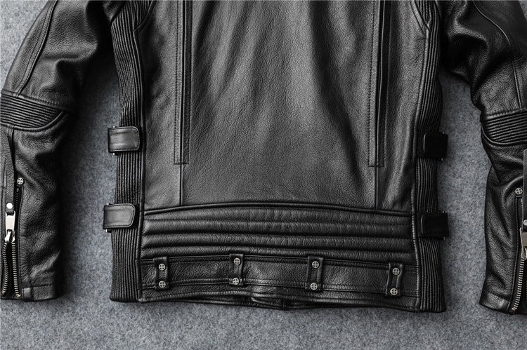 Handmade Slim Fit Soft First Layer Cowhide Biker's Leather Jacket Bomber