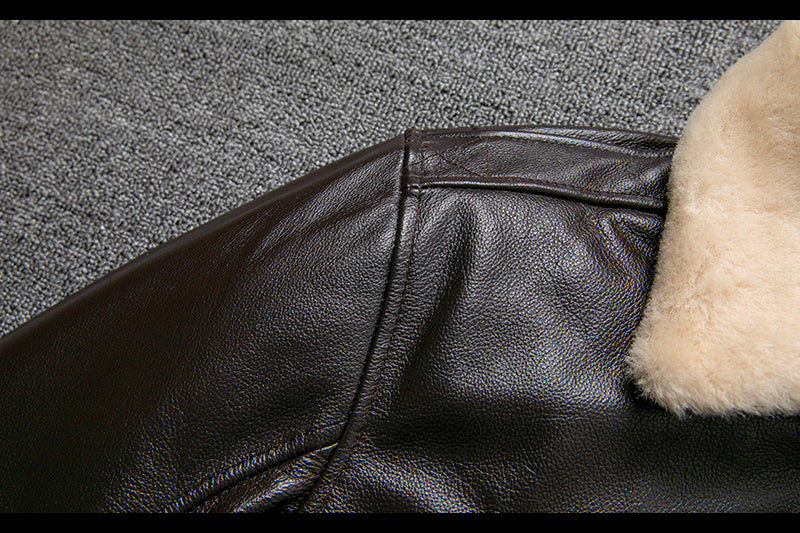 Handmade Pure First Layer Cowhide Leather Plus Cotton Flight Suit