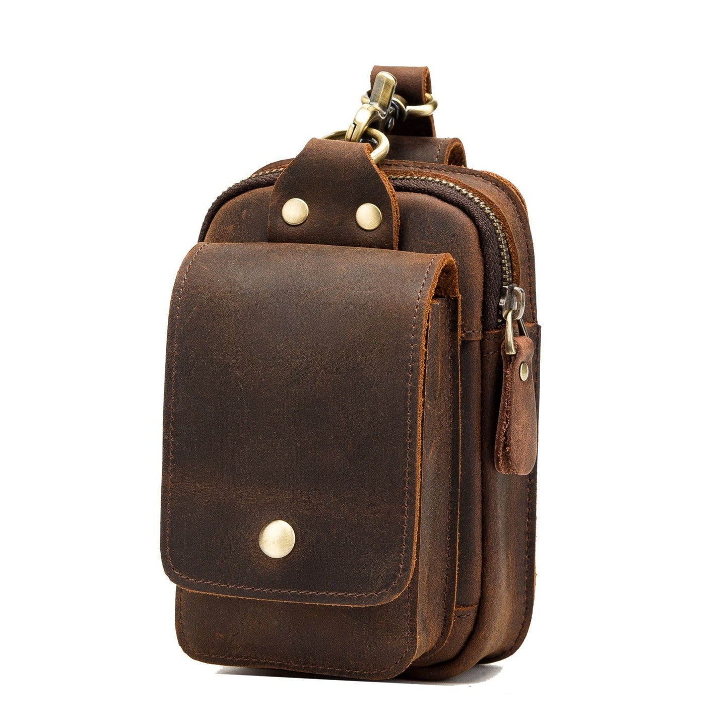 Men's Leather Belt Bag With Hook
