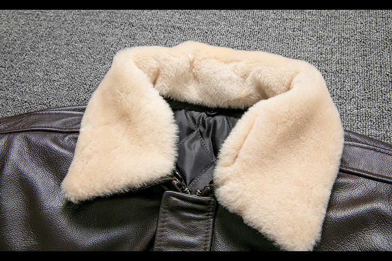 Handmade Pure First Layer Cowhide Leather Plus Cotton Flight Suit