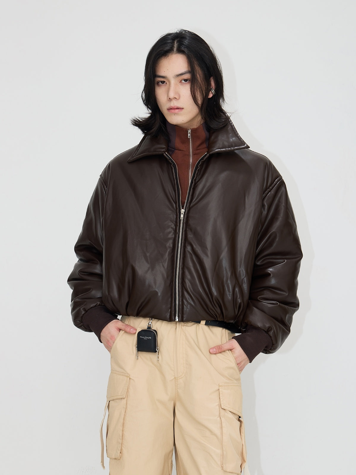 Handmade Real Leather Women's Short Drop-shoulder Leather Coat Jacket