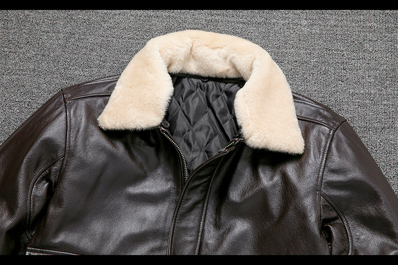 Handmade Pure First Layer Cowhide Leather Plus Cotton Flight Suit