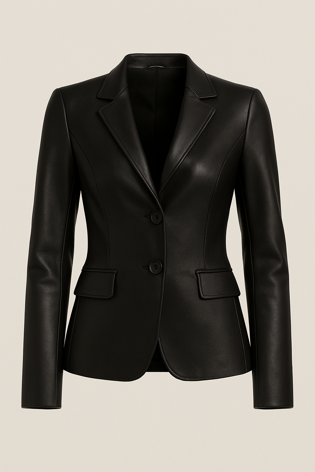 Handmade Women’s Black Genuine Leather Blazer – Classic Handmade Formal Jacket for Stylish Look