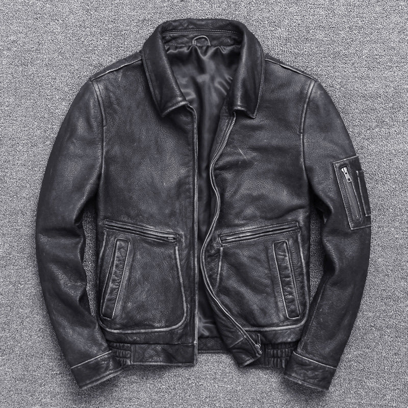 Handmade Thick leather Casual Make old leather jacket