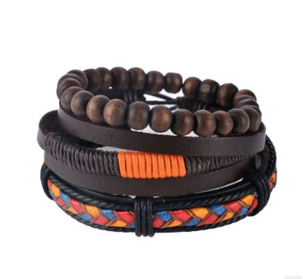Leather Bracelet Multilayer Bead Bracelet Punk Wrap Bracelets Vintage punk Jewelry