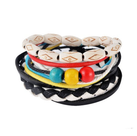 Leather Bracelet Multilayer Bead Bracelet Punk Wrap Bracelets Vintage punk Jewelry