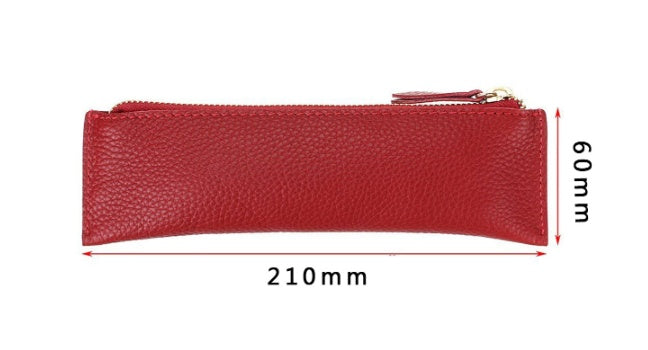 Large capacity leather pencil case