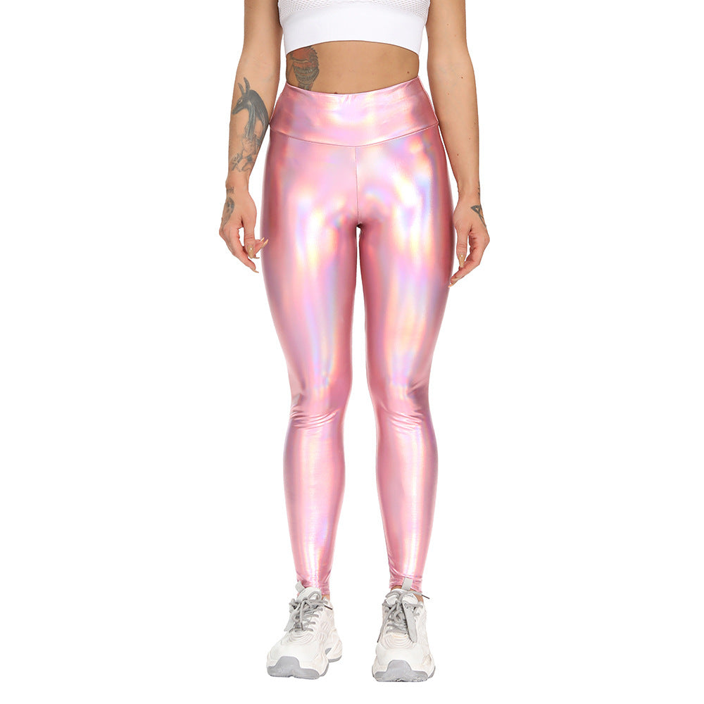 High-rise Hip-lifting Slim-fit Color Leather Stretch Yoga Pant