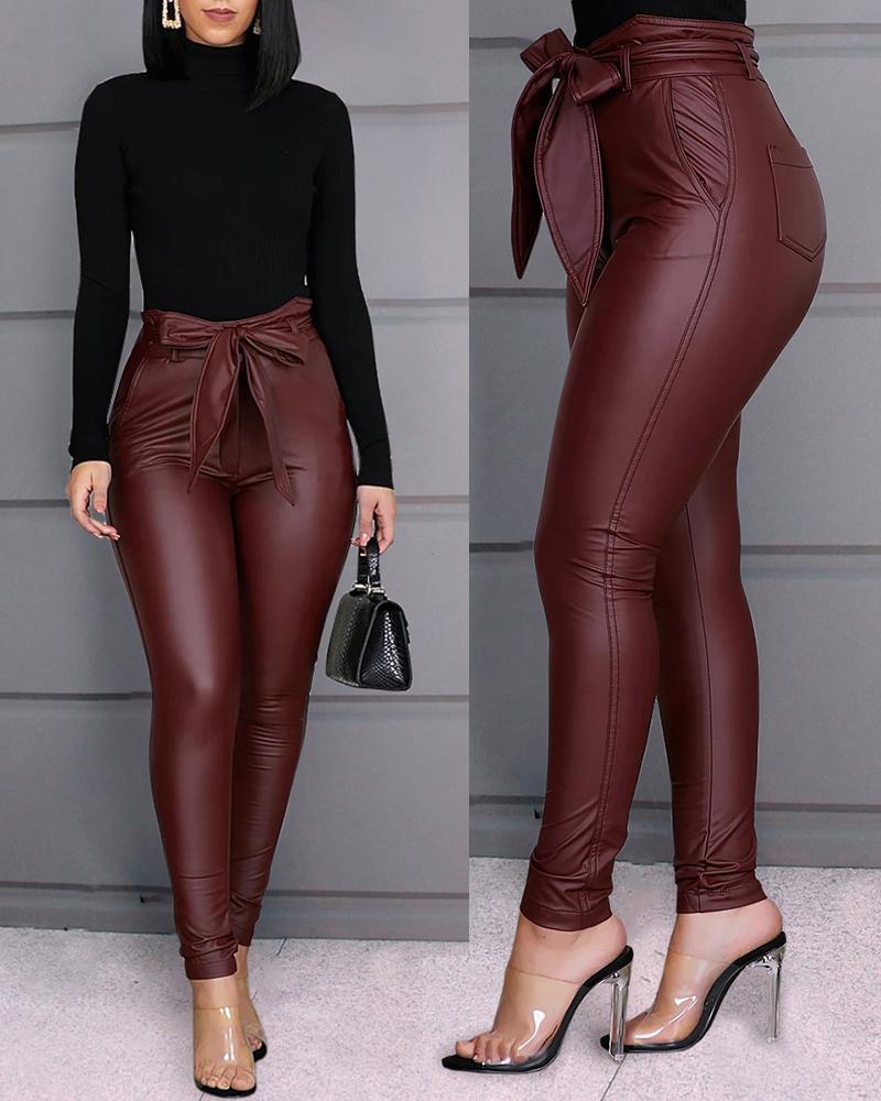 Fashion casual pants leather pants