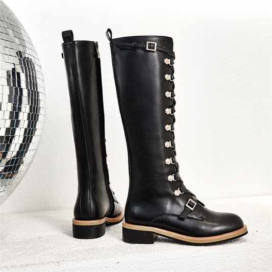 Leather Martin Boots – Handmade Vintage Combat Ankle Boots, Lace-Up Casual Biker Footwear