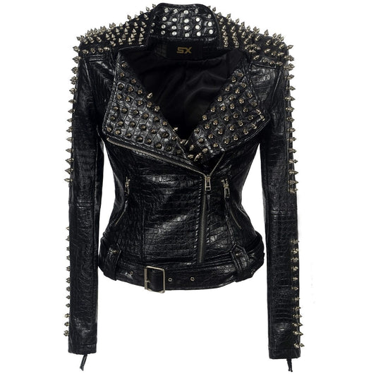 Handmade Short leather jacket with studs