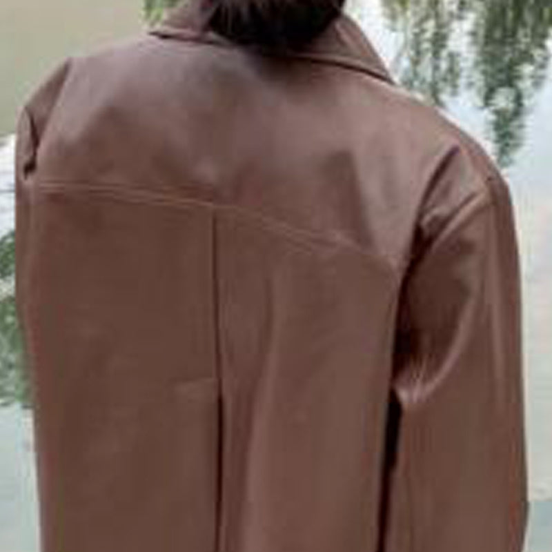 Handmade Fashion Retro Small Pointed Collar Short Leather Jacket