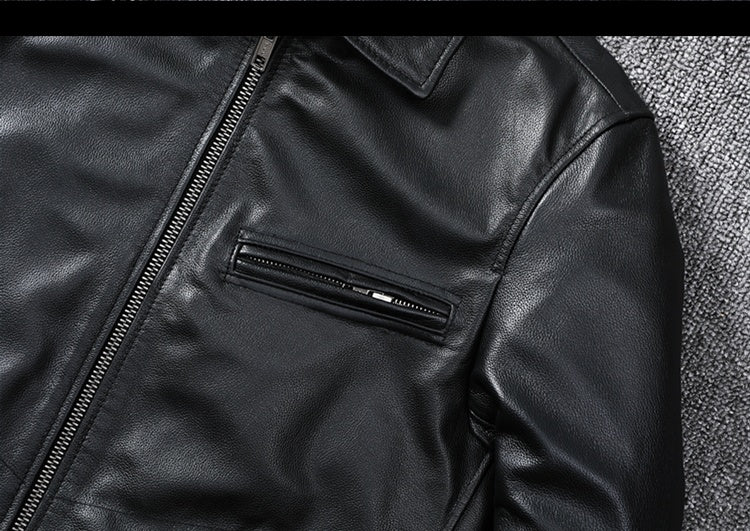 Handmade Top Layer Soft Cowhide Men's Slim Leather Jacket