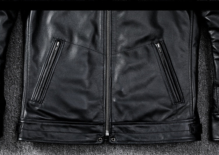 Handmade Top Layer Soft Cowhide Men's Slim Leather Jacket