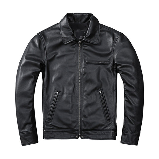 Handmade Top Layer Soft Cowhide Men's Slim Leather Jacket