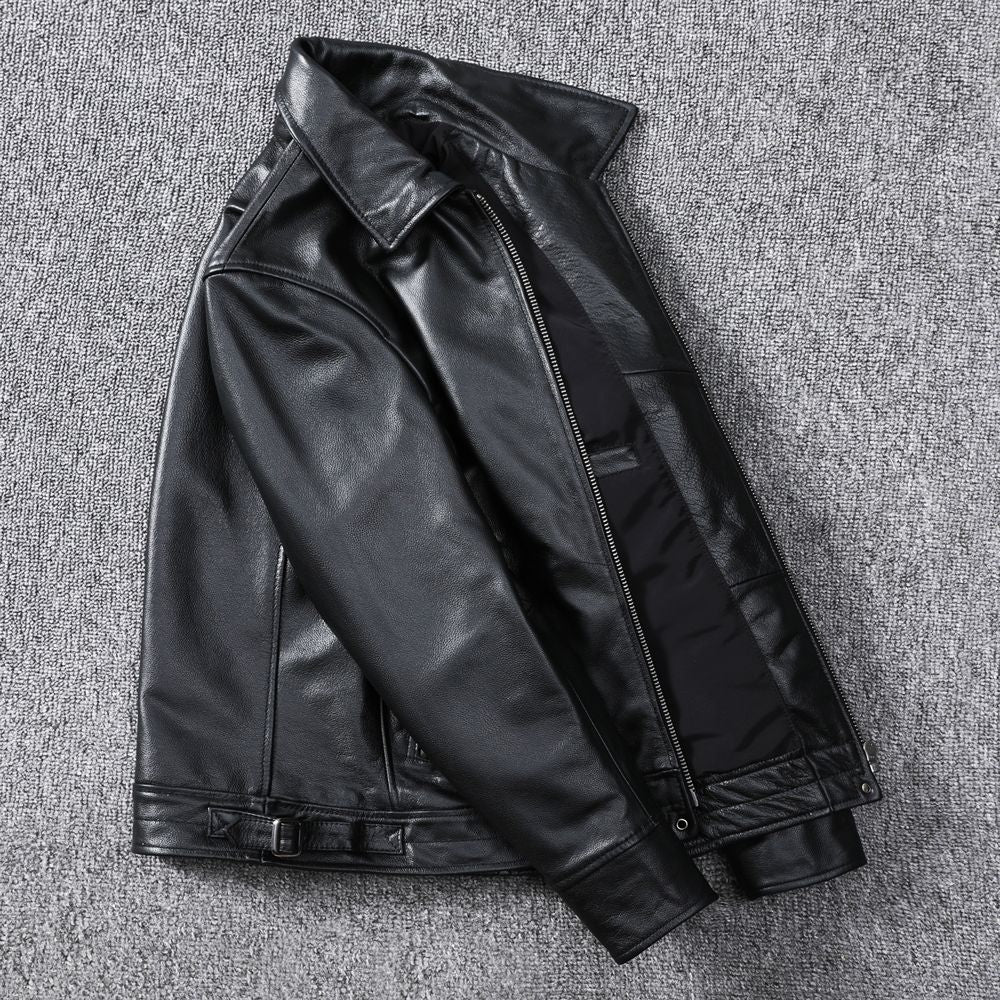 Handmade Top Layer Soft Cowhide Men's Slim Leather Jacket