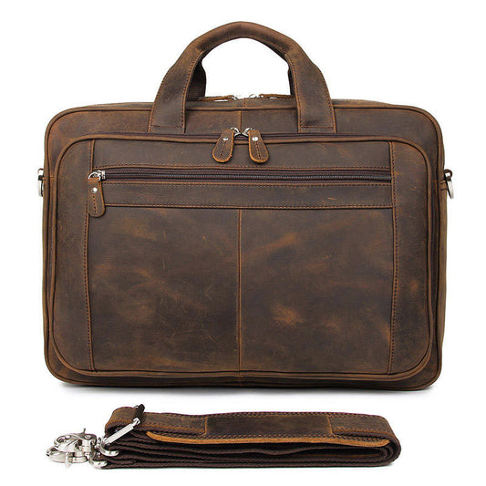Fashion Men's Crazy Horse Leather Laptop Bag