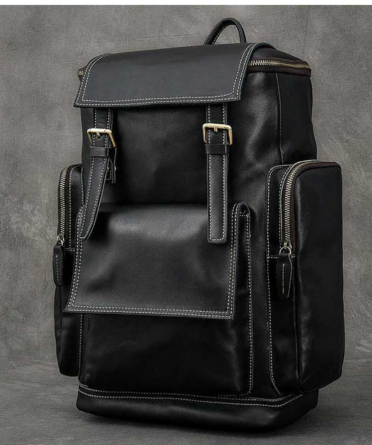 Retro Leather Mens Backpack, computer bag, Large Capacity 15.6 inch laptop genuine leather Travel Backpacks