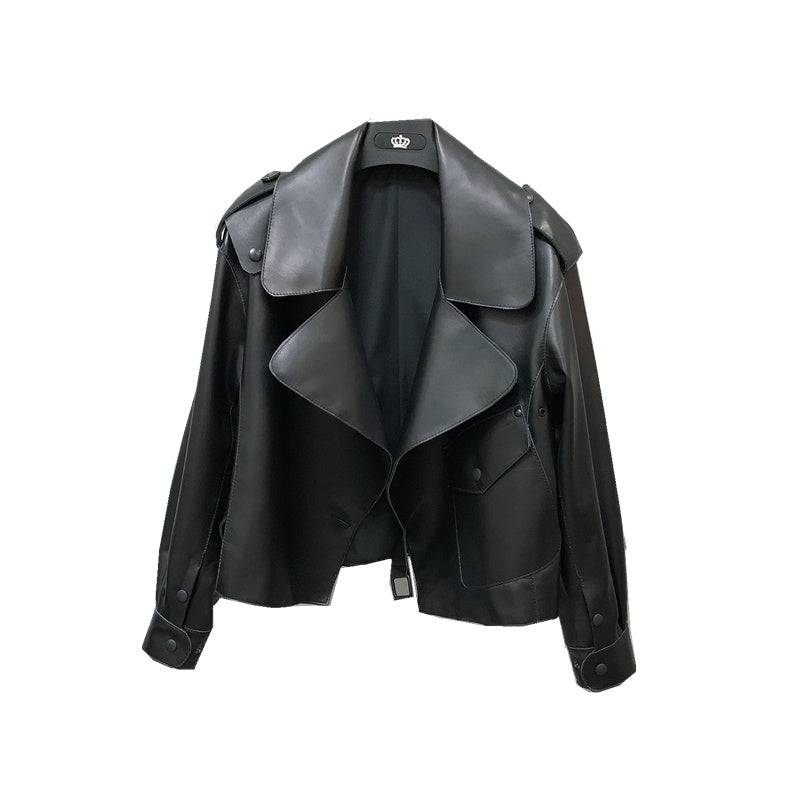 Handmade Women's Short Loose Small Leather Jacket