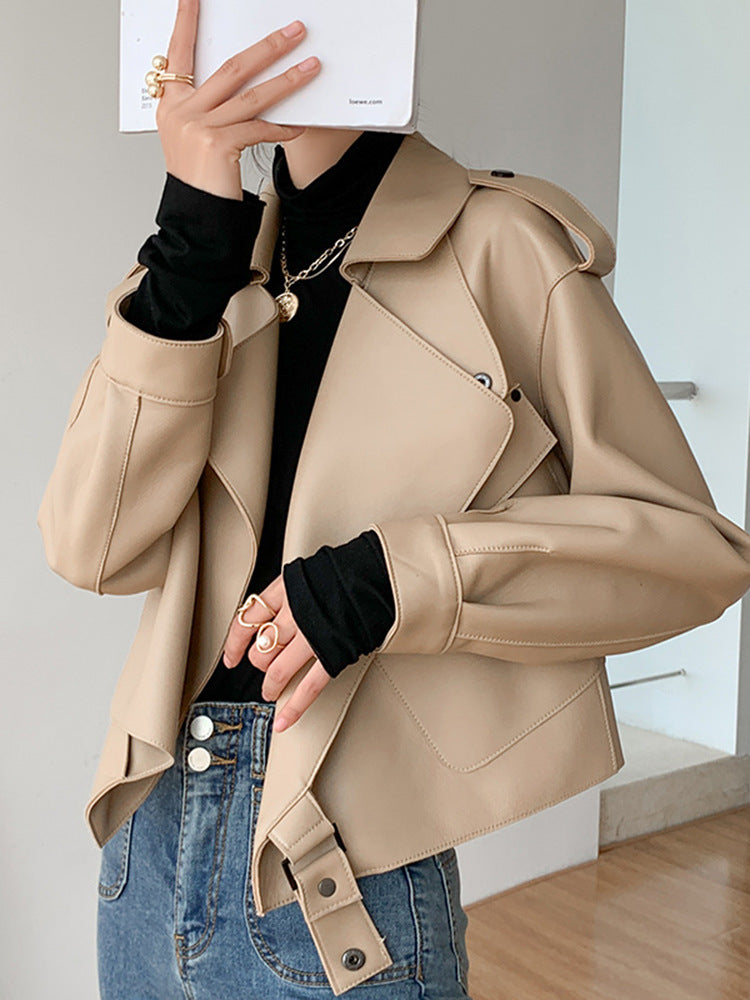 New Genuine Leather Women's Jacket Sheepskin Loose-fitting Short Coat